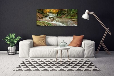 Canvas Wall art Waterfall forest nature brown green