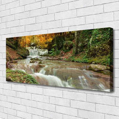 Canvas Wall art Waterfall forest nature brown green