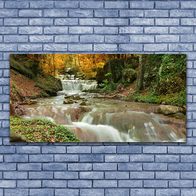 Canvas Wall art Waterfall forest nature brown green