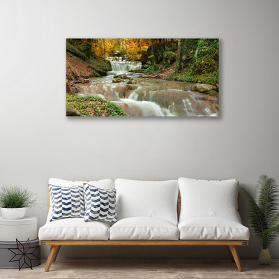 Canvas Wall art Waterfall forest nature brown green