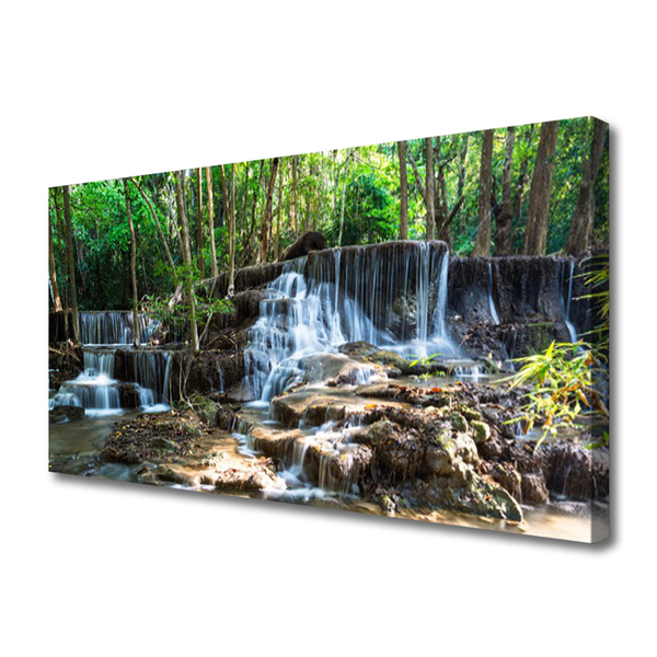 Canvas Wall art Waterfall forest nature brown green white