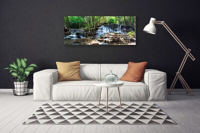 Canvas Wall art Waterfall forest nature brown green white