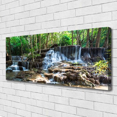 Canvas Wall art Waterfall forest nature brown green white