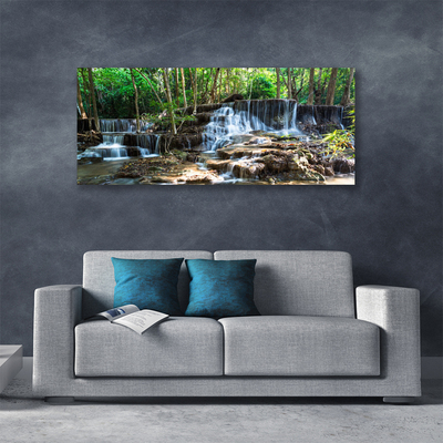 Canvas Wall art Waterfall forest nature brown green white