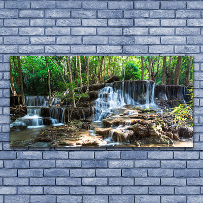 Canvas Wall art Waterfall forest nature brown green white