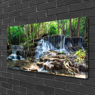 Canvas Wall art Waterfall forest nature brown green white