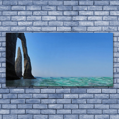 Canvas Wall art Rock sea landscape grey blue