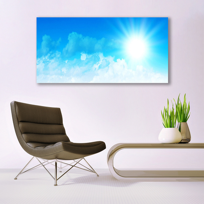 Canvas Wall art Sun heaven landscape white blue