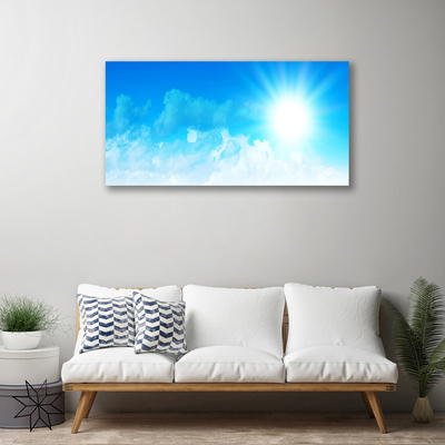 Canvas Wall art Sun heaven landscape white blue