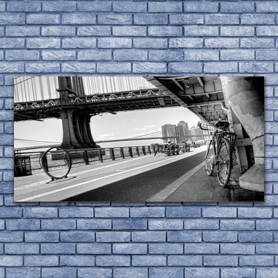 Canvas Wall art Bridge road bike architecture grey