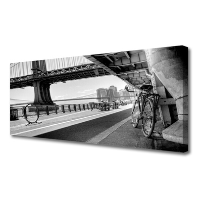 Canvas Wall art Bridge road bike architecture grey