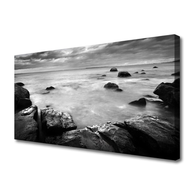 Canvas Wall art Rock sea landscape grey