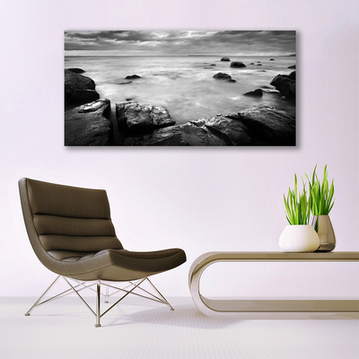 Canvas Wall art Rock sea landscape grey