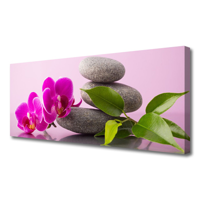 Canvas Wall art Flower stones floral pink grey