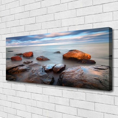 Canvas Wall art Stones sea landscape grey yellow blue