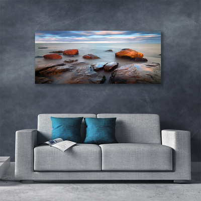 Canvas Wall art Stones sea landscape grey yellow blue