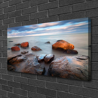 Canvas Wall art Stones sea landscape grey yellow blue