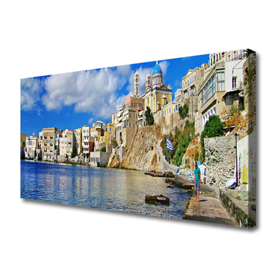 Canvas Wall art City sea architecture brown blue