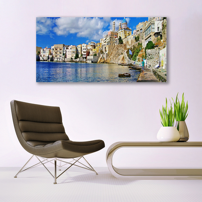 Canvas Wall art City sea architecture brown blue