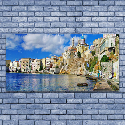 Canvas Wall art City sea architecture brown blue