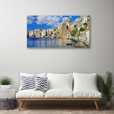 Canvas Wall art City sea architecture brown blue