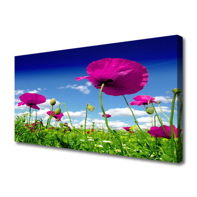 Canvas Wall art Meadow flowers nature red green