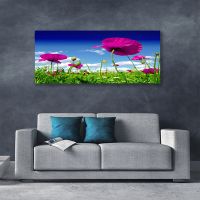 Canvas Wall art Meadow flowers nature red green