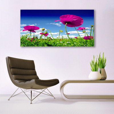 Canvas Wall art Meadow flowers nature red green