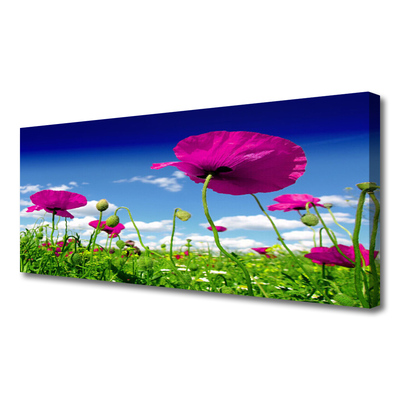 Canvas Wall art Meadow flowers nature red green