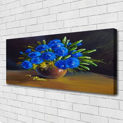 Canvas Wall art Flowers floral blue green