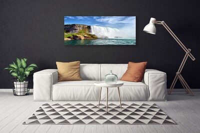 Canvas Wall art Waterfall sea nature white blue