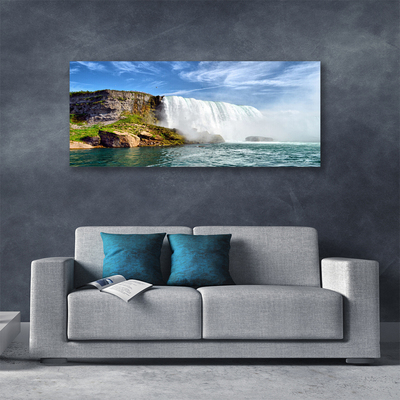 Canvas Wall art Waterfall sea nature white blue