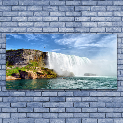 Canvas Wall art Waterfall sea nature white blue