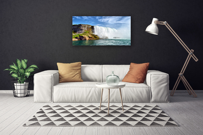 Canvas Wall art Waterfall sea nature white blue