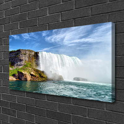 Canvas Wall art Waterfall sea nature white blue