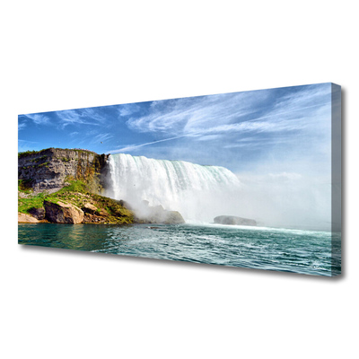 Canvas Wall art Waterfall sea nature white blue