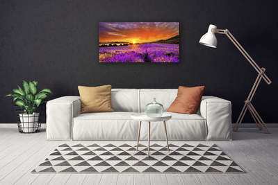 Canvas Wall art Sun meadow flowers nature yellow pink