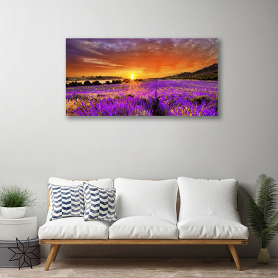 Canvas Wall art Sun meadow flowers nature yellow pink
