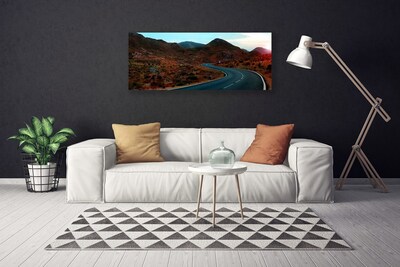 Canvas Wall art Mountain road landscape brown black white