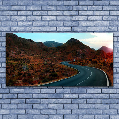 Canvas Wall art Mountain road landscape brown black white