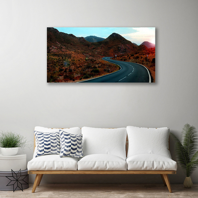 Canvas Wall art Mountain road landscape brown black white