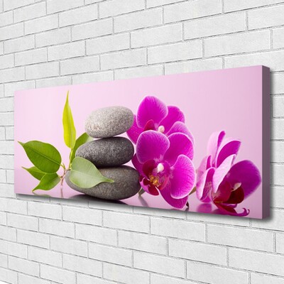 Canvas Wall art Flower stones leaves floral pink grey green