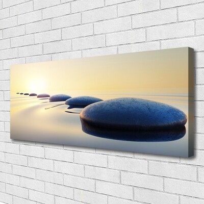 Canvas Wall art Water stones art blue yellow