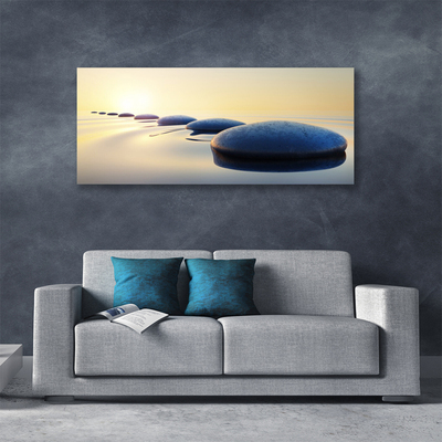 Canvas Wall art Water stones art blue yellow