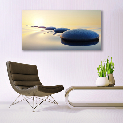 Canvas Wall art Water stones art blue yellow