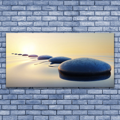 Canvas Wall art Water stones art blue yellow