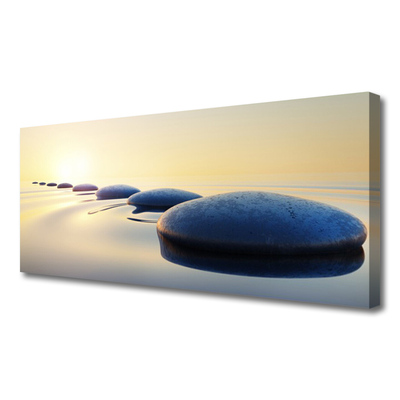 Canvas Wall art Water stones art blue yellow