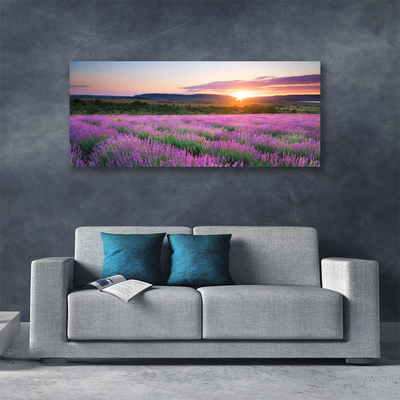 Canvas Wall art Sun meadow flowers nature yellow pink green
