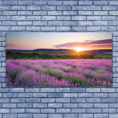 Canvas Wall art Sun meadow flowers nature yellow pink green