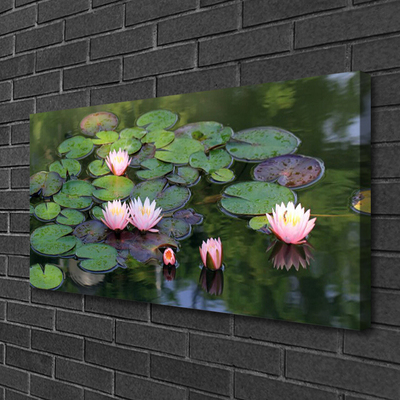 Canvas Wall art Lake petals floral pink green